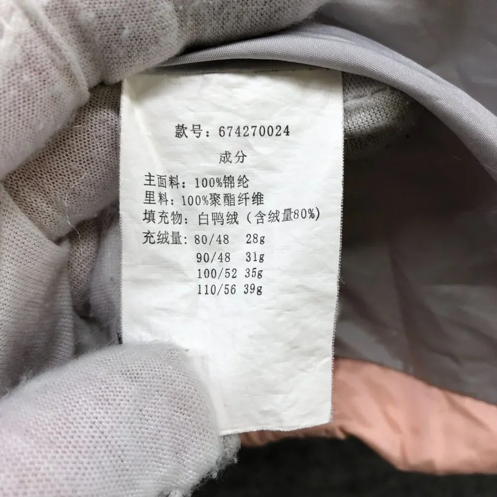 Girls 5T‎ (110) Down Puffer Jacket Pink Quilted Snap Button Popeye Olive Print